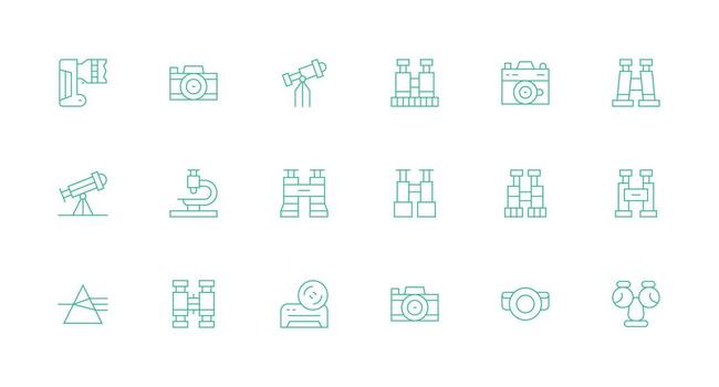 Minimal Line Style Optics Icons with 18 Vectors High-Resolution Icons for Any Platform