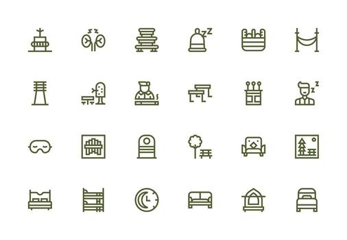 24 Thick Line Line Vectors for Rest Theme Icon Set for Apps