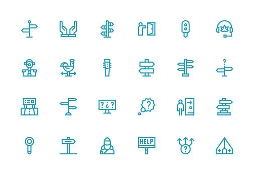 24 Thick Line Line Vectors for Guidance Theme Simple Icons for Interface and Wireframes