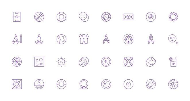 Circle Set with 32 Thin Line Icons Quick Access Icons for UI Development vector