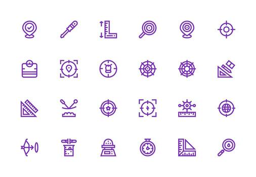 24 íconos para preciso en grueso línea línea formato profesional icono conjunto vector
