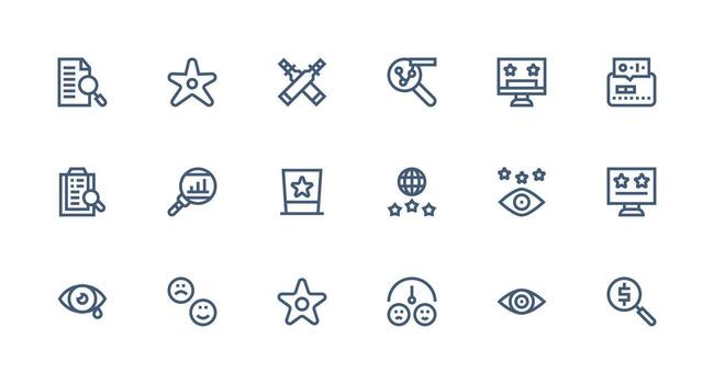 revisión visual paquete conteniendo 18 fuerte carrera línea íconos limpiar icono colección para web utilizar vector