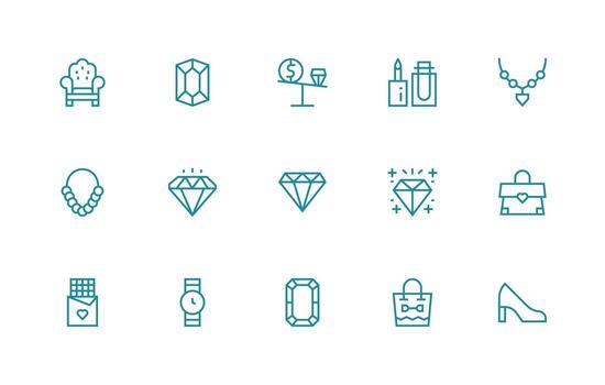 Luxury Visual Pack containing 15 Regular Line Icons Sharp Icons for Presentations vector