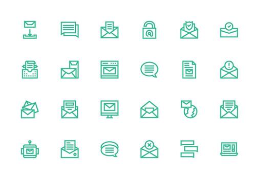 bandeja de entrada icono colección con 24 grueso línea línea diseños de confianza íconos para todas interfaces vector