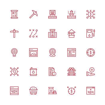 Medium Stroke Outline Style Resource Icons with 25 Vectors App Icon Pack