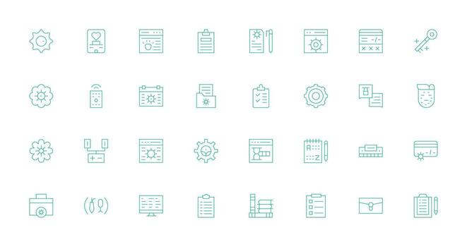 Manage Visual Pack containing 32 Thin Line Icons Minimal Icon Set for Interface Projects vector