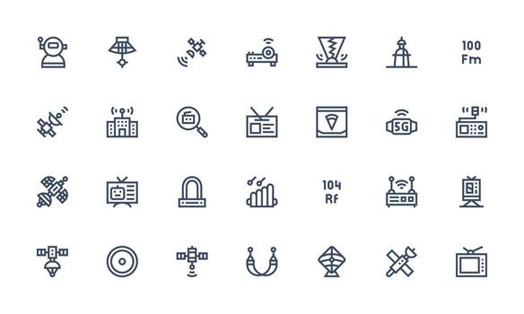 28 Icons for Antenna in Bold Line Format Flexible Icon System for Web Interfaces vector