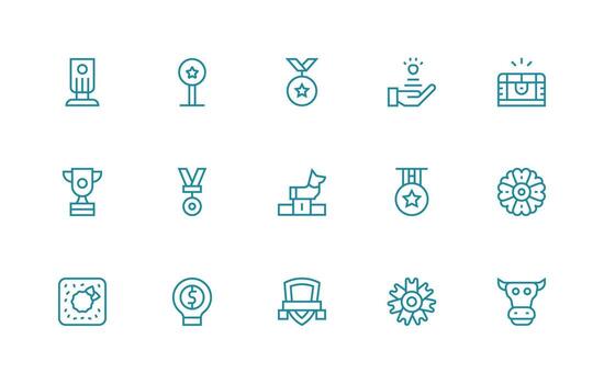 Gain Icon Set with 15 Regular Line Graphics Scalable Icons for Cross-Platform Interfaces vector