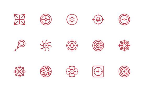 regular línea íconos desde centrar conjunto con 15 vectores íconos construido para visual consistencia paquete