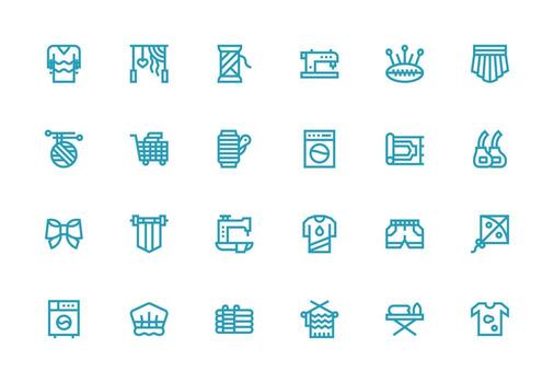 24 Thick Line Line Icons for Fabric Graphics Complete Icon Set for Mobile Apps vector