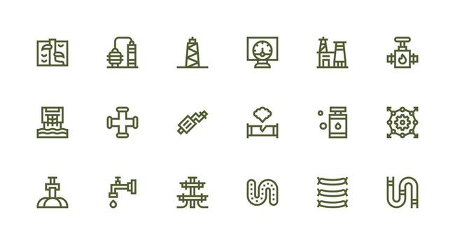 tubería visual paquete conteniendo 18 fuerte carrera línea íconos rápido acceso íconos para ui desarrollo vector