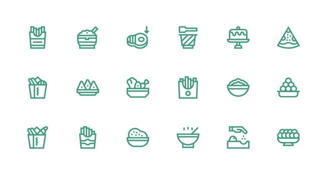 Portion Icon Set with 18 Strong Stroke Line Graphics Theme-Based Icon Pack vector