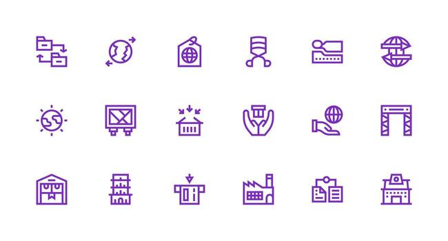 Export Icon Set with 18 Strong Stroke Line Graphics Clean Icon Collection for Web Use vector