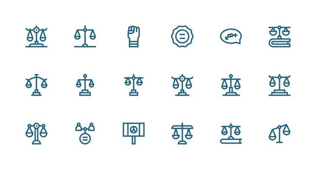 18 Strong Stroke Line Icons for Equality Graphics UI Icon Set vector