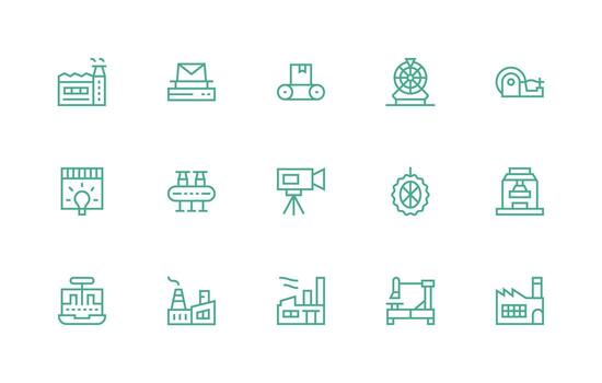 Regular Line Icons from Production Set with 15 Vectors Customizable Icon Series for Mobile Screens