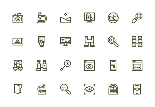 ver icono conjunto con 24 grueso línea línea gráficos general utilizar icono paquete vector