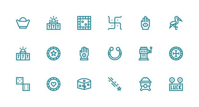 Luck including 18 Strong Stroke Line Illustrations Flexible Icon System for Web Interfaces vector