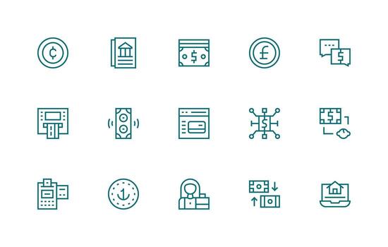 Regular Line Icons from Transaction Set with 15 Vectors High-Resolution Icons for Any Platform