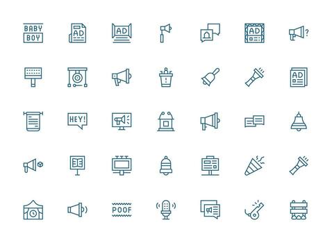 Regular Clean Line Icons from Announcement Set with 35 Vectors Light Icon Series