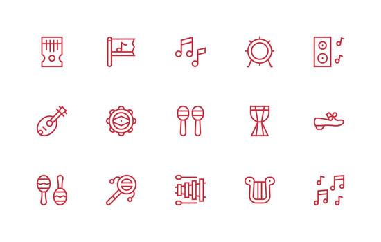 15 Rhythm Icons in Regular Line Aesthetic Neatly Designed Icons for Web Platforms vector