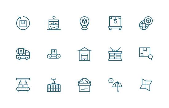 Logistics Icon Collection with 15 Regular Line Designs Icons Built for Visual Consistency Pack vector
