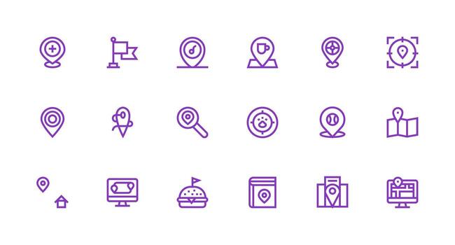 18 Icons for Pinpoint Location in Strong Stroke Line Format Neatly Designed Icons for Web Platforms vector