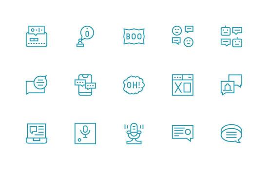 Dialog Set with 15 Regular Line Icons Digital Icon Collection vector