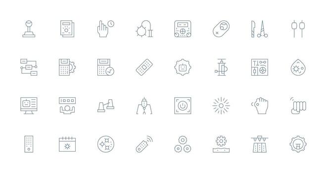 Operation Icon Collection with 32 Thin Line Designs User Interface Icons for Digital Products vector