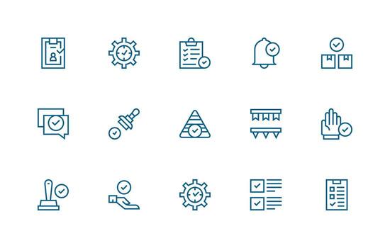 15 Regular Line Icons for Done Graphics Theme-Based Icon Pack vector