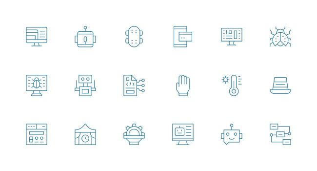 Program featuring 18 Icons in Minimal Line Design Clean Icon Collection for Web Use vector