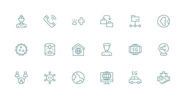 18 Minimal Line Icons for Network Graphics Neatly Designed Icons for Web Platforms vector
