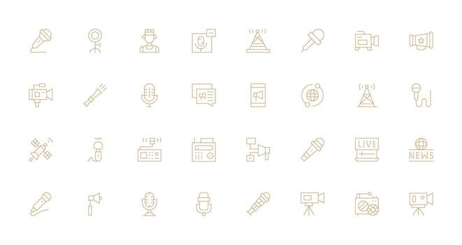 Thin Line Icons from Broadcast Set with 32 Vectors Flexible Icon System for Web Interfaces