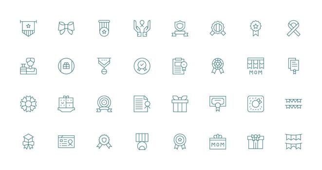 Ribbon Set with 32 Thin Line Icons Balanced Icon Set for Functional Design vector