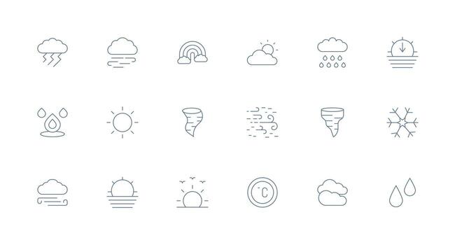 18 Icons for Weather Icon in Minimal Line Format Display Icon Pack vector