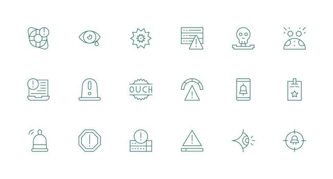 18 Icons for Critical in Minimal Line Format Multi-Style Icon Collection vector