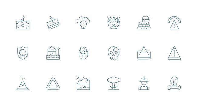 Risk Visual Pack containing 18 Minimal Line Icons Balanced Icon Set for Functional Design vector