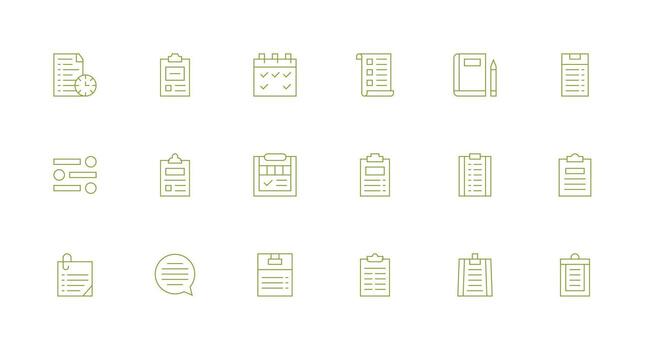 que hacer icono conjunto con 18 mínimo línea gráficos organizado glifo íconos para rápido diseño vector