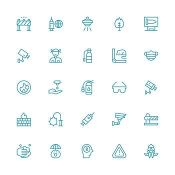 Medium Stroke Outline Style Prevention Icons with 25 Vectors Essential Icons for Rapid UI Building