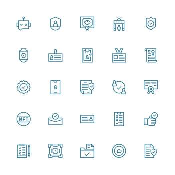 Medium Stroke Outline Style Verification Icons with 25 Vectors Functional Icon Series
