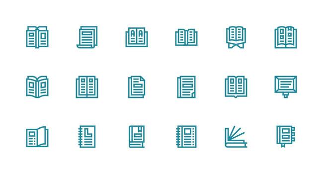 Strong Stroke Line Icons from Pages Set with 18 Vectors Theme-Based Icon Pack