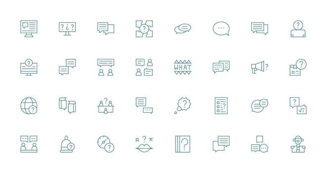 32 Delgado línea estilo íconos desde pregunta colección interfaz icono colección para diario proyectos vector