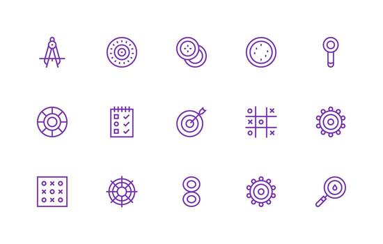 15 regular línea vectores para círculos tema esencial íconos para rápido ui edificio