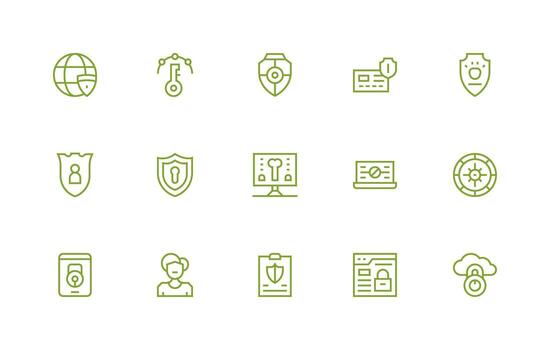 15 Regular Line Designs for Data Protection Icons Neatly Designed Icons for Web Platforms vector