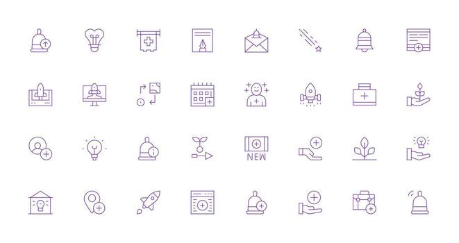 New Design Icons featuring 32 in Thin Line Style UI and UX Focused Icon Collection vector