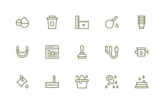 Overflow Set with 15 Regular Line Icons Sharp Icons for Presentations vector
