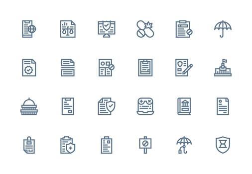 24 Thick Line Line Icons for Policy Graphics Scalable Icons for All Themes vector