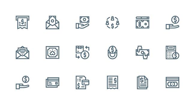 Bill featuring 18 Icons in Strong Stroke Line Design Interface Icon Collection vector