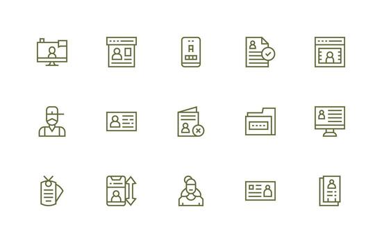 Personal Data Icon Collection with 15 Regular Line Designs Flexible Icon System for Web Interfaces vector