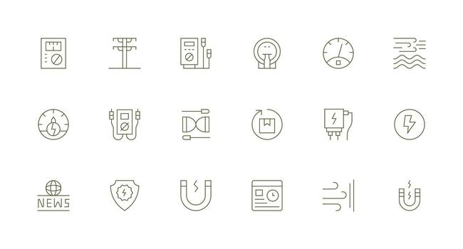 Current Icon Set with 18 Minimal Line Graphics Responsive Icon Set for Flexible Layouts vector
