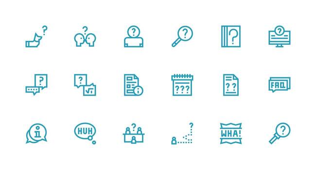 18 Strong Stroke Line Icons for Clarification Graphics Style Icon Set vector